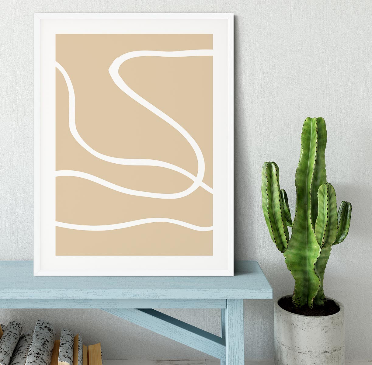 Beige Lines 01 Framed Print - Canvas Art Rocks - 5