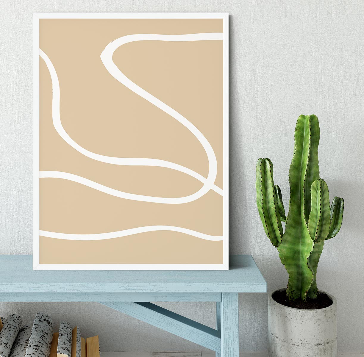 Beige Lines 01 Framed Print - Canvas Art Rocks -6