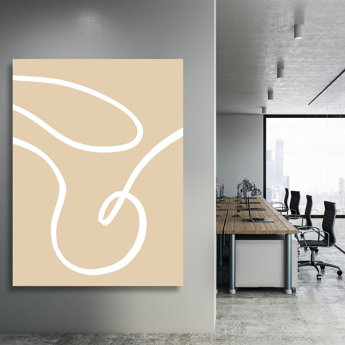 Beige Lines 02 Canvas Print or Poster - Canvas Art Rocks - 3