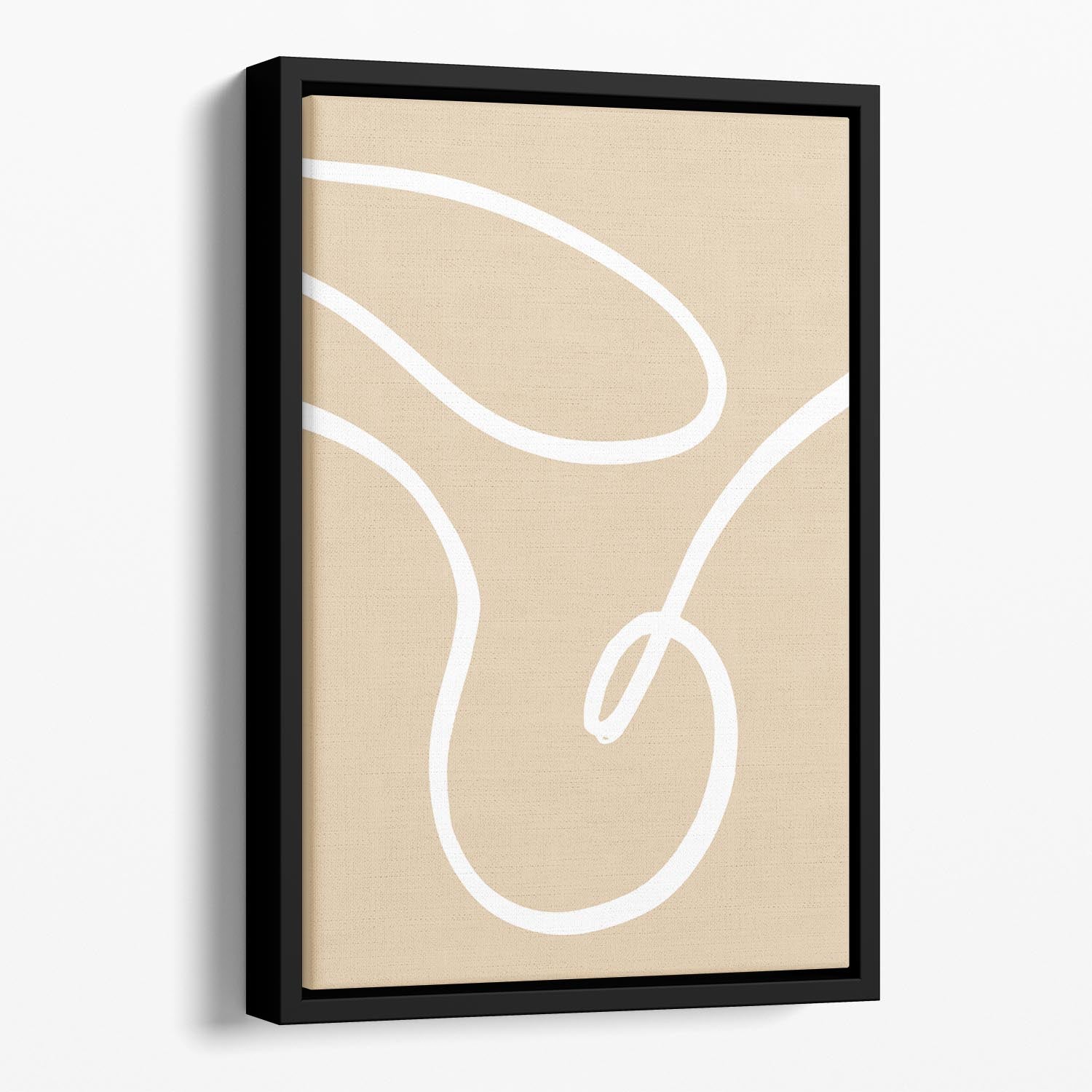 Beige Lines 02 Floating Framed Canvas - Canvas Art Rocks - 1