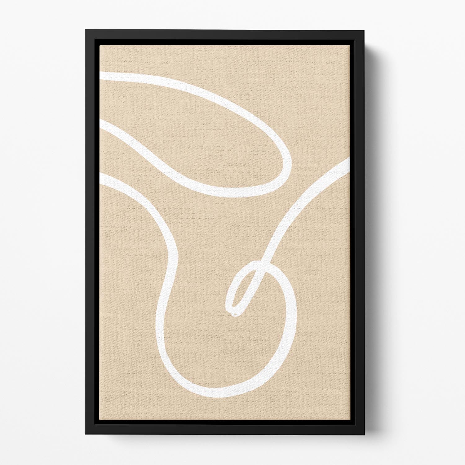 Beige Lines 02 Floating Framed Canvas - Canvas Art Rocks - 2