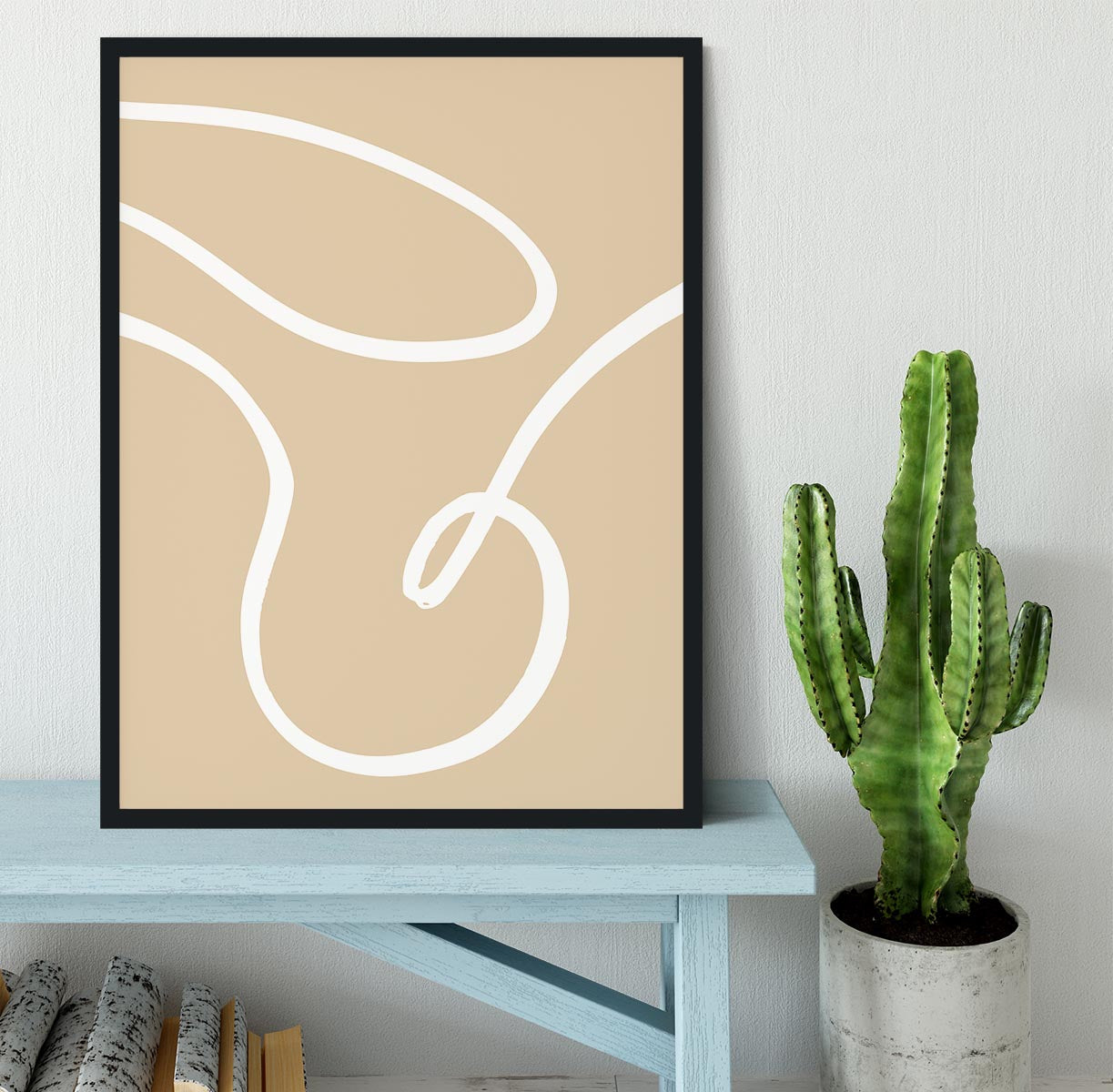 Beige Lines 02 Framed Print - Canvas Art Rocks - 2