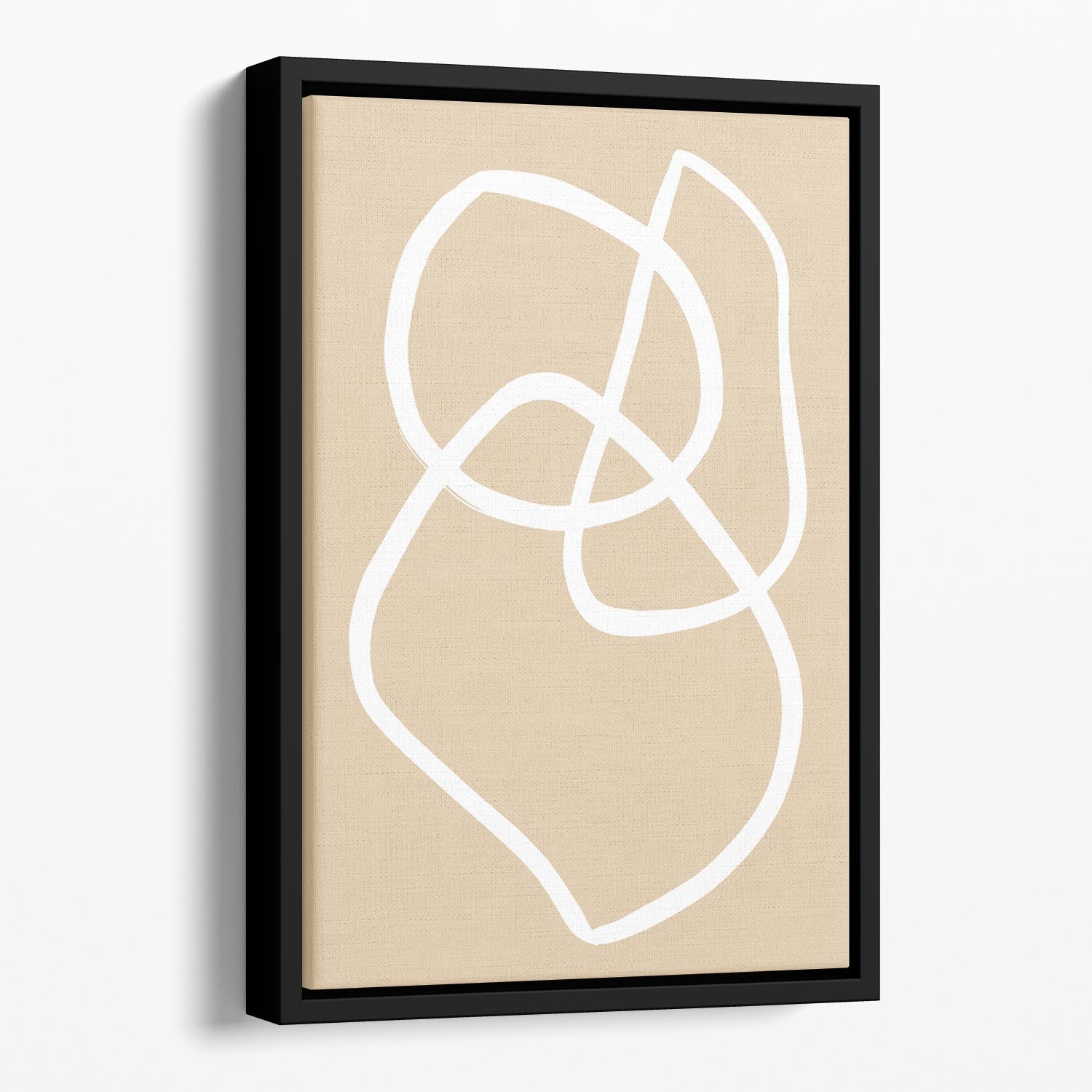 Beige Lines 03 Floating Framed Canvas - Canvas Art Rocks - 1