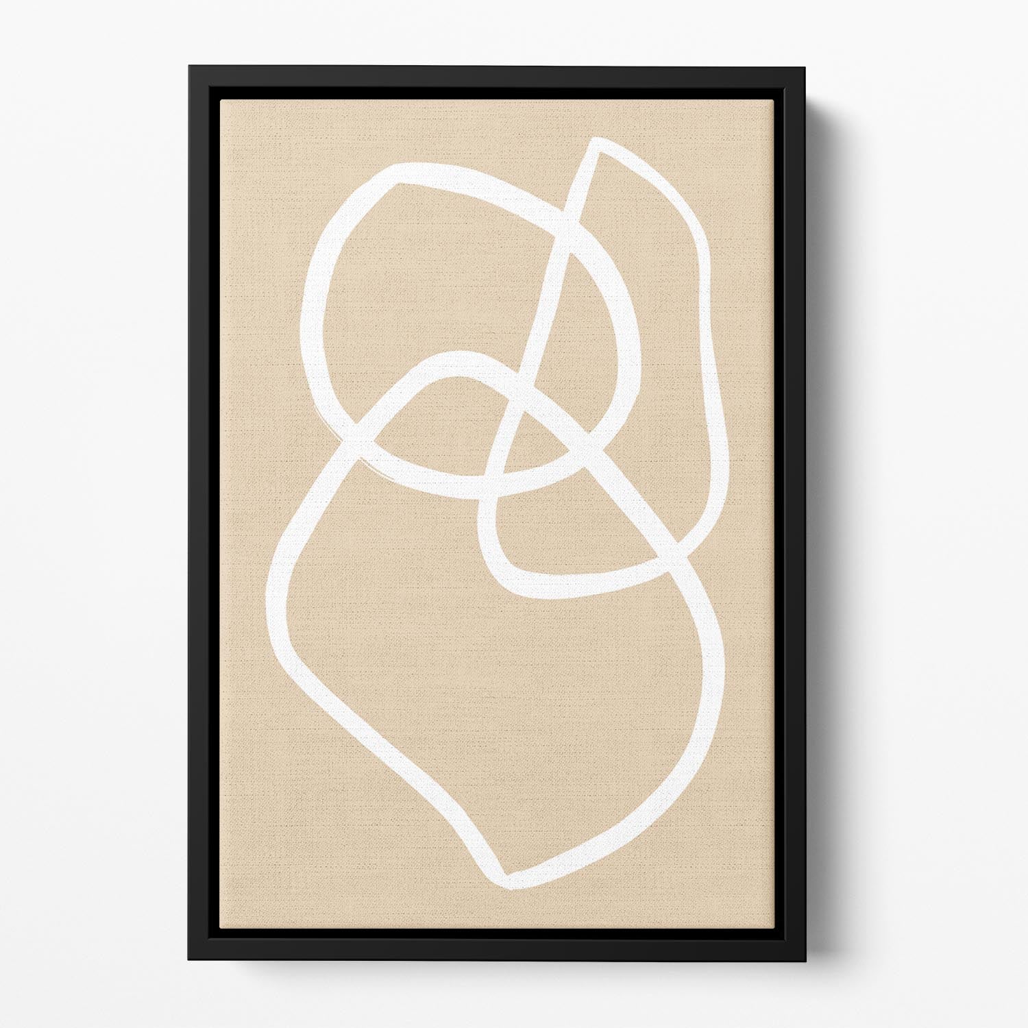 Beige Lines 03 Floating Framed Canvas - Canvas Art Rocks - 2