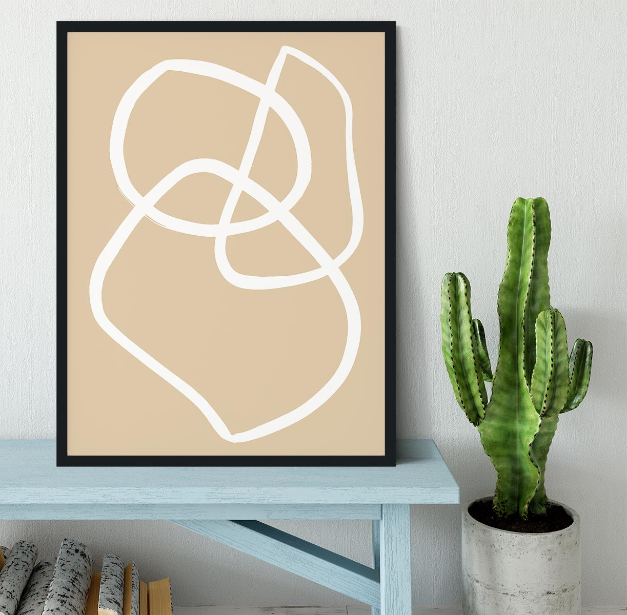 Beige Lines 03 Framed Print - Canvas Art Rocks - 2