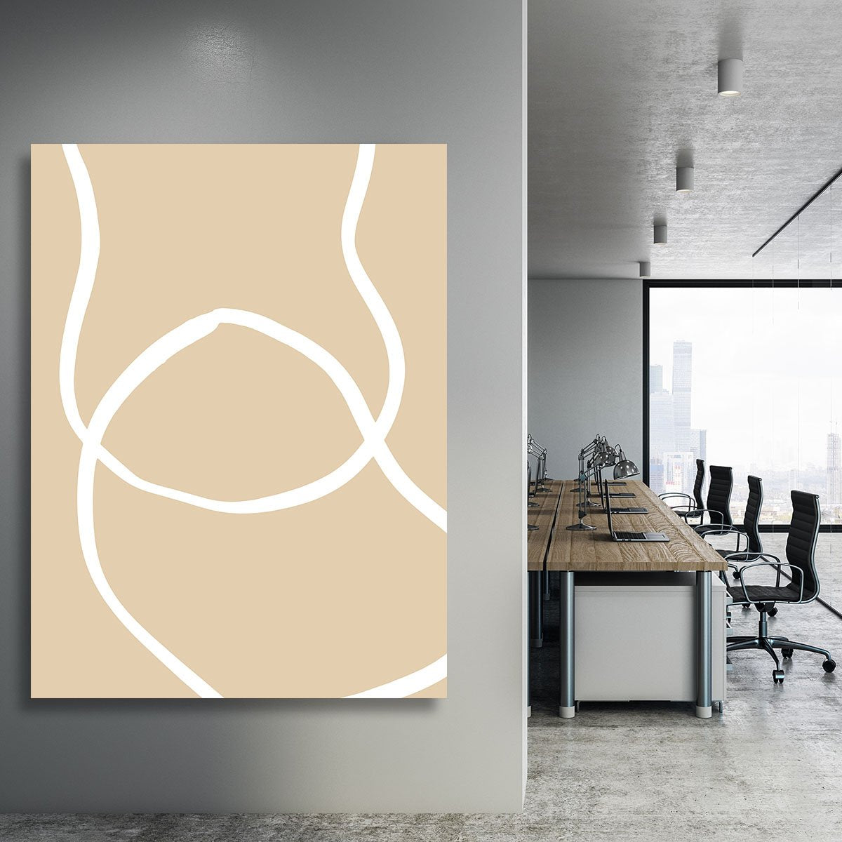 Beige Lines 04 Canvas Print or Poster - Canvas Art Rocks - 3