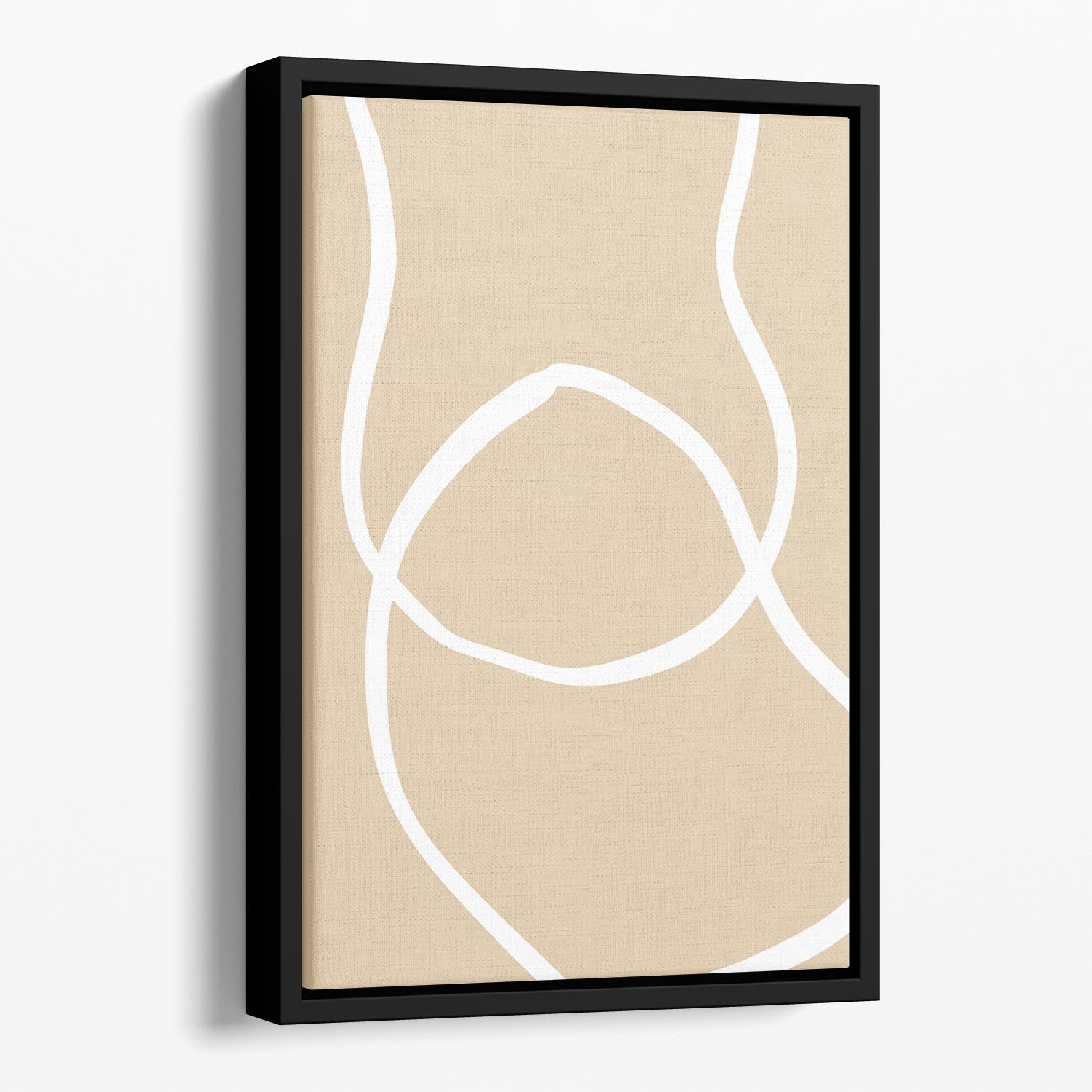 Beige Lines 04 Floating Framed Canvas - Canvas Art Rocks - 1