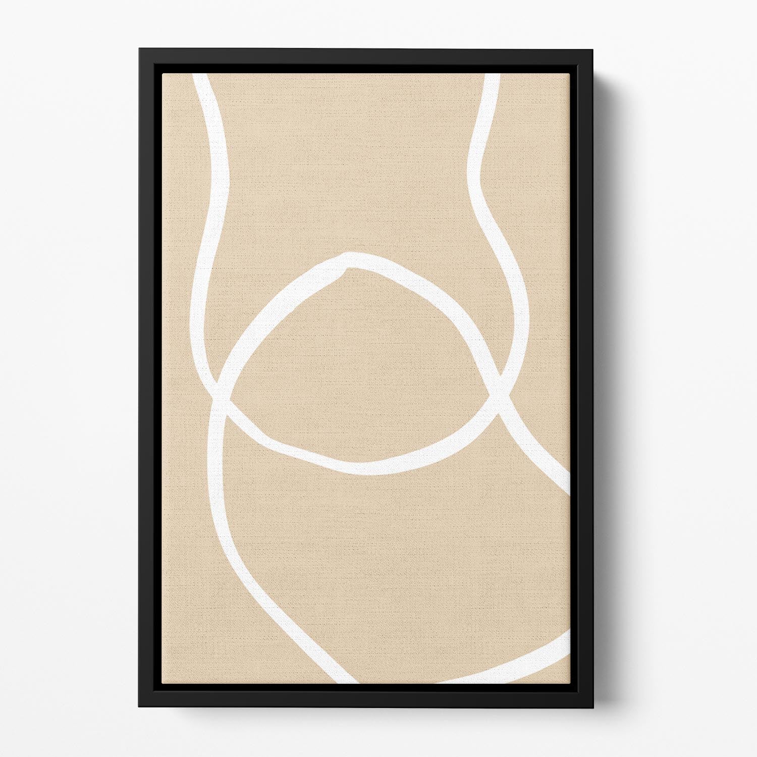 Beige Lines 04 Floating Framed Canvas - Canvas Art Rocks - 2