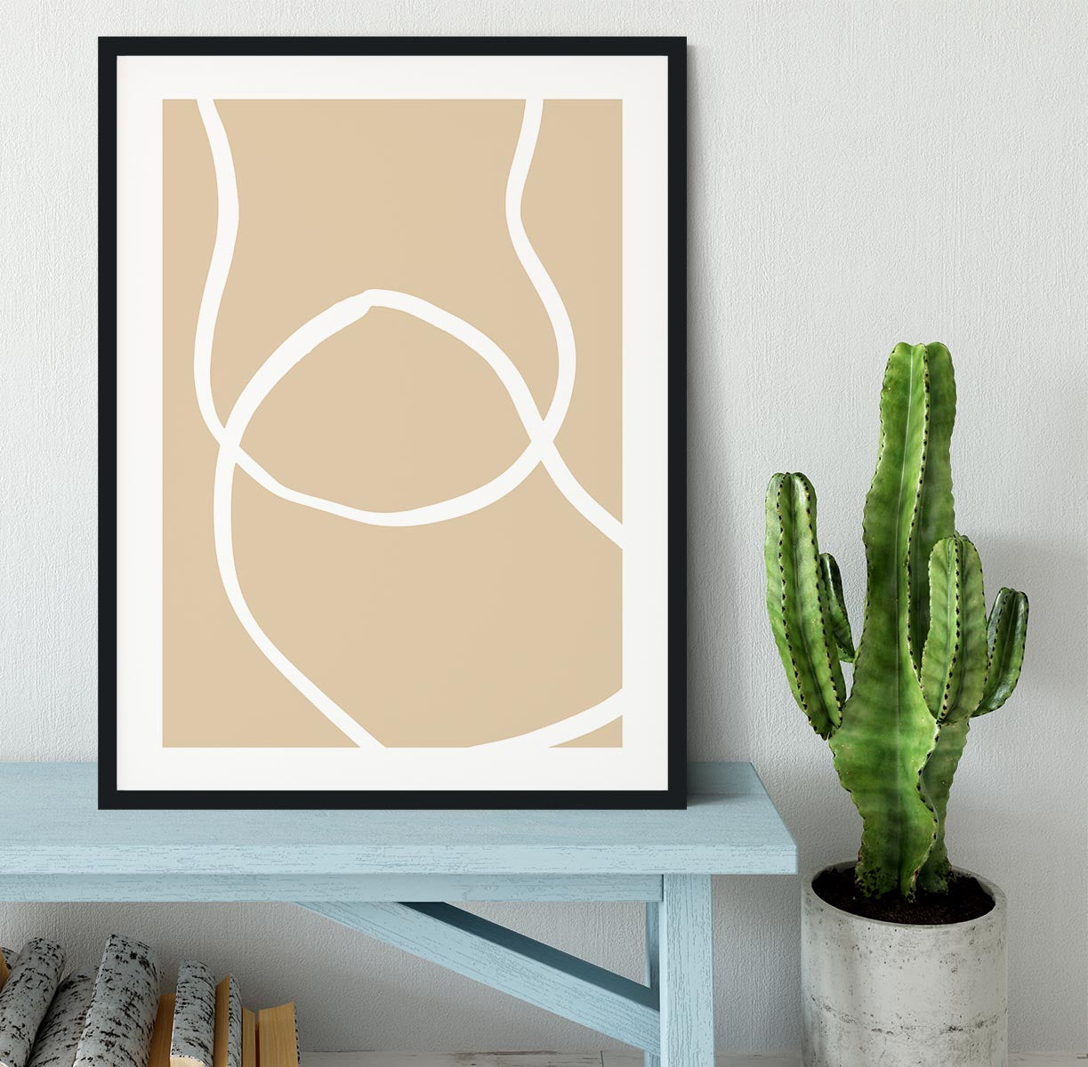 Beige Lines 04 Framed Print - Canvas Art Rocks - 1