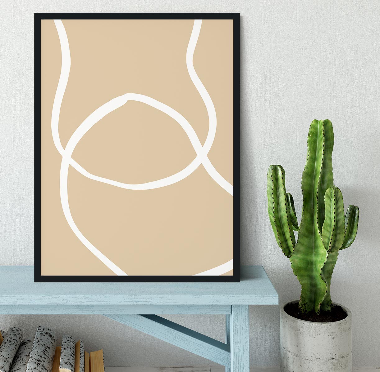 Beige Lines 04 Framed Print - Canvas Art Rocks - 2