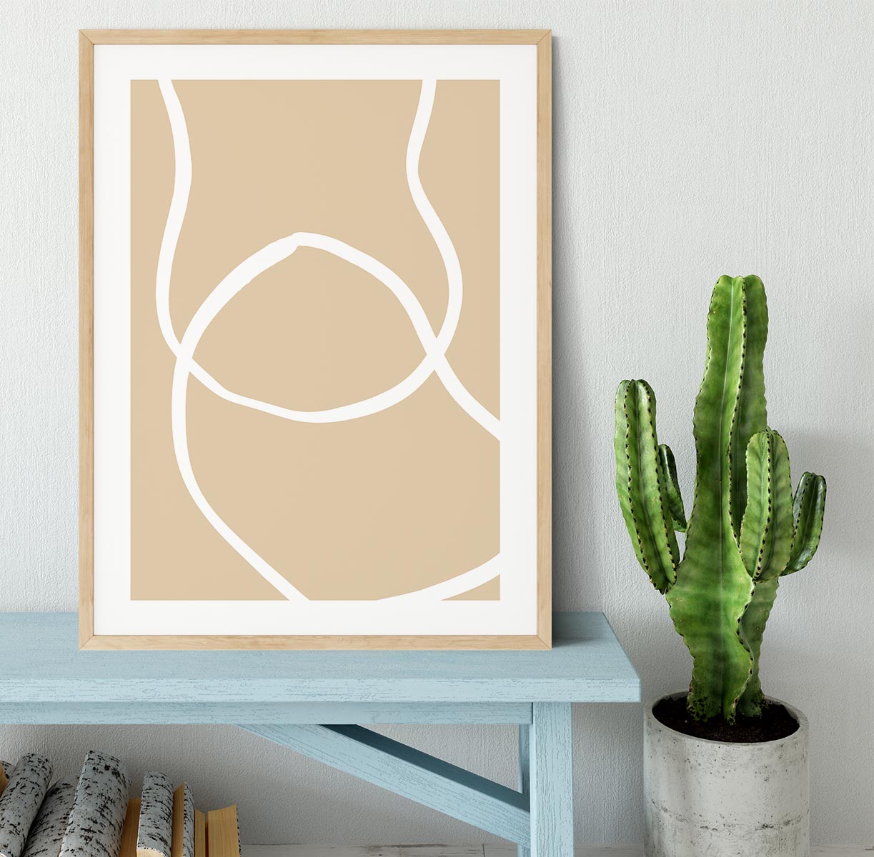 Beige Lines 04 Framed Print - Canvas Art Rocks - 3