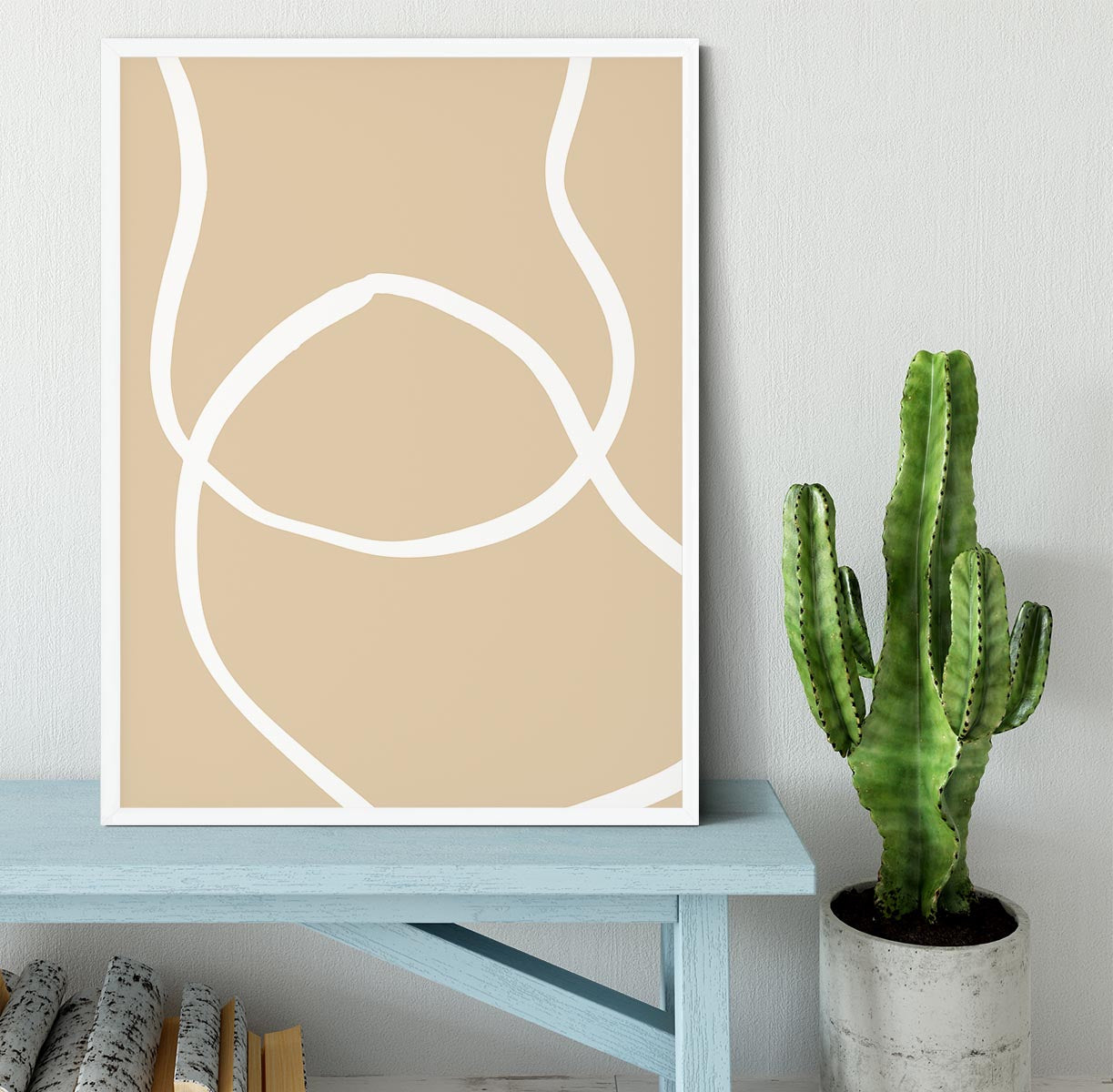 Beige Lines 04 Framed Print - Canvas Art Rocks -6