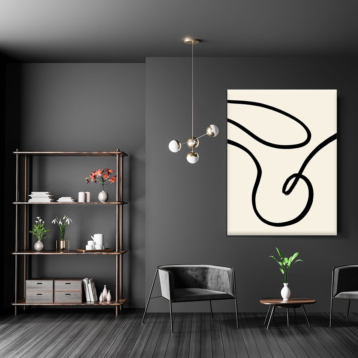 Black Lines 02 Canvas Print or Poster - Canvas Art Rocks - 5