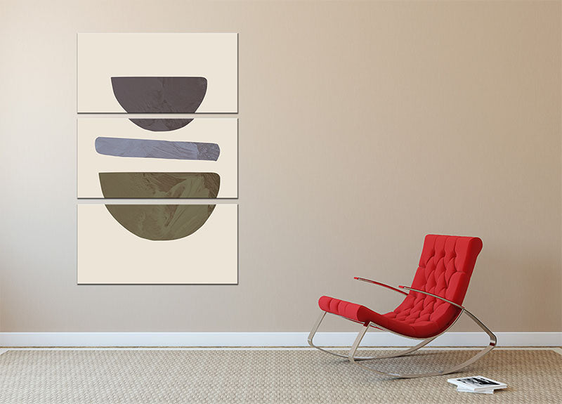 Collage 02 Beige 3 Split Panel Canvas Print - Canvas Art Rocks - 2