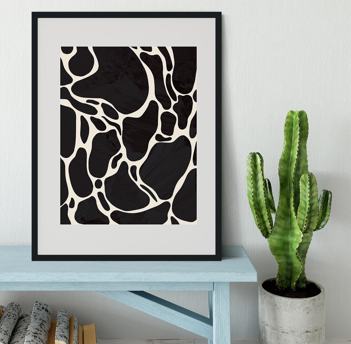 Giraffe Grey Framed Print - Canvas Art Rocks - 2