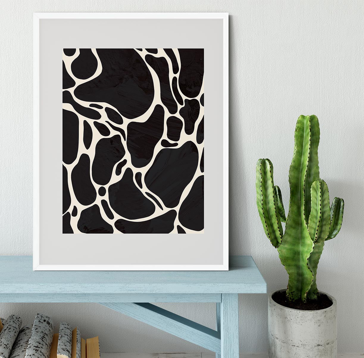 Giraffe Grey Framed Print - Canvas Art Rocks -6