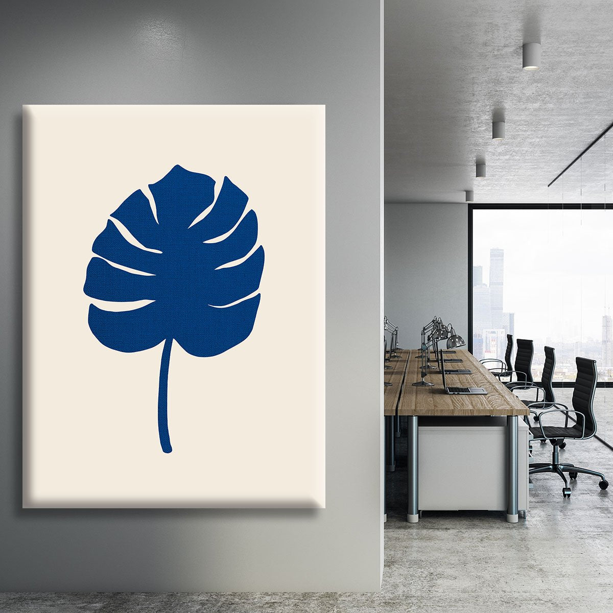Monstera Canvas Blue Canvas Print or Poster - Canvas Art Rocks - 3
