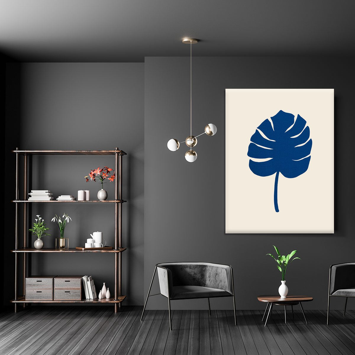 Monstera Canvas Blue Canvas Print or Poster - Canvas Art Rocks - 5