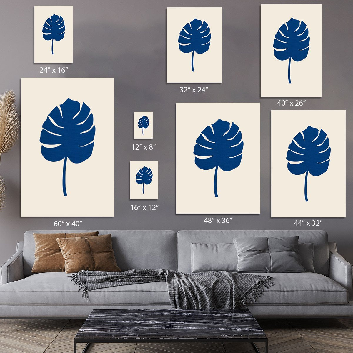 Monstera Canvas Blue Canvas Print or Poster - Canvas Art Rocks - 7
