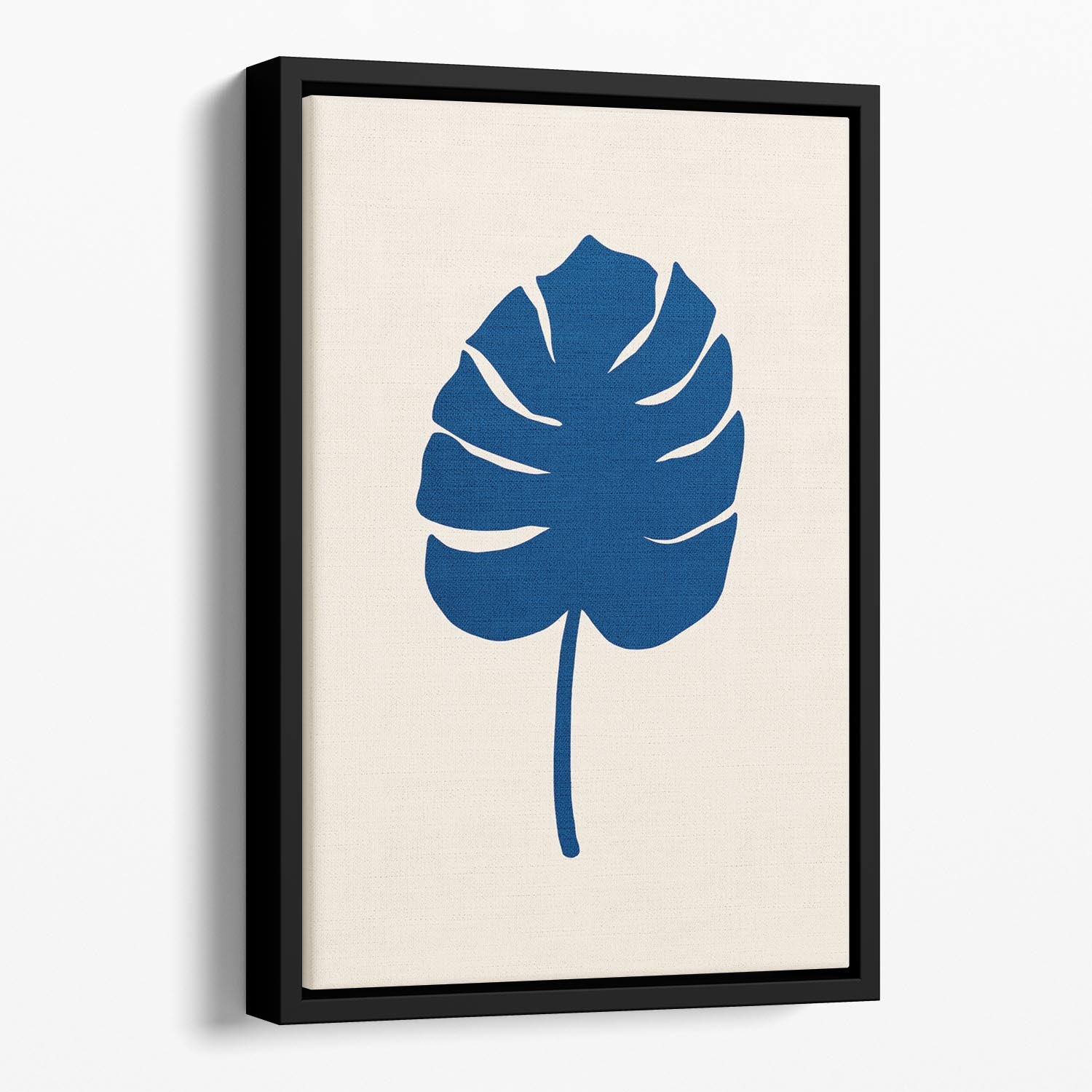 Monstera Canvas Blue Floating Framed Canvas - Canvas Art Rocks - 1