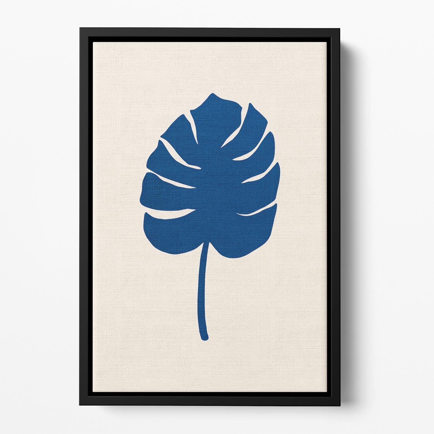 Monstera Canvas Blue Floating Framed Canvas - Canvas Art Rocks - 2