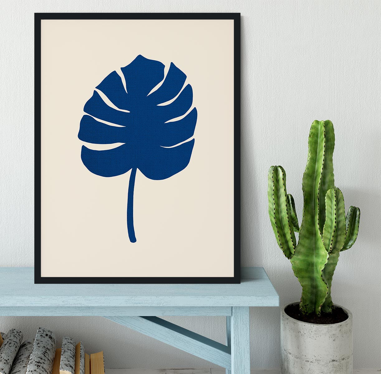 Monstera Canvas Blue Framed Print - Canvas Art Rocks - 2