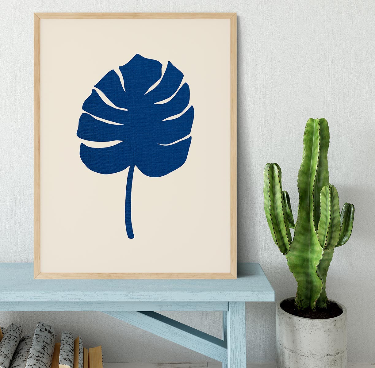 Monstera Canvas Blue Framed Print - Canvas Art Rocks - 4