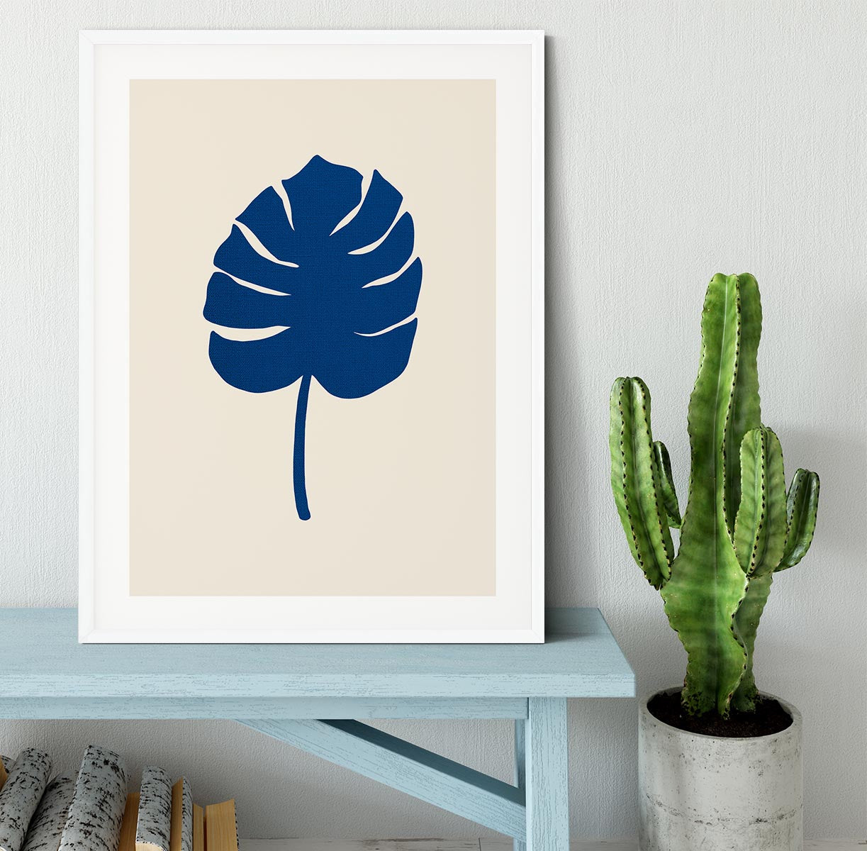 Monstera Canvas Blue Framed Print - Canvas Art Rocks - 5