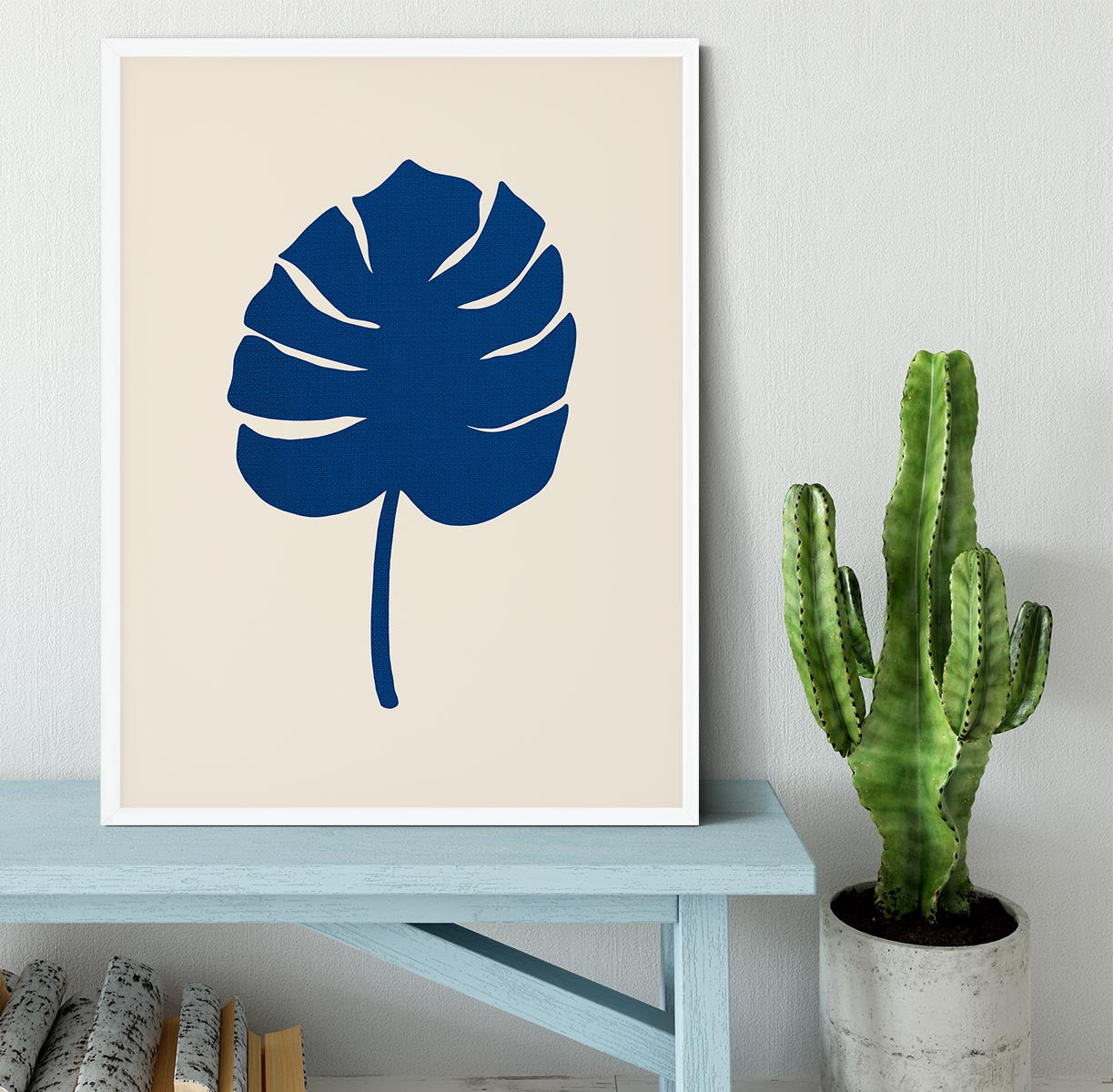 Monstera Canvas Blue Framed Print - Canvas Art Rocks -6