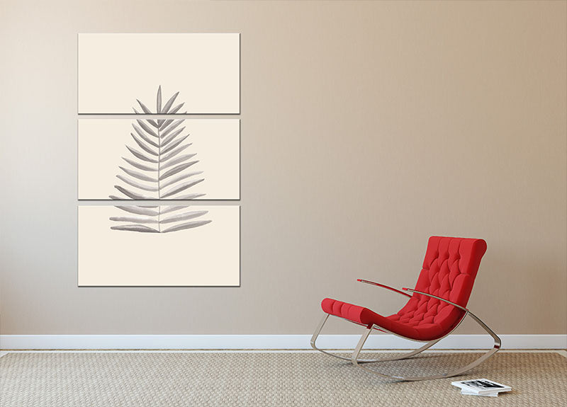 Palm Leaf Ink 3 Split Panel Canvas Print - Canvas Art Rocks - 2