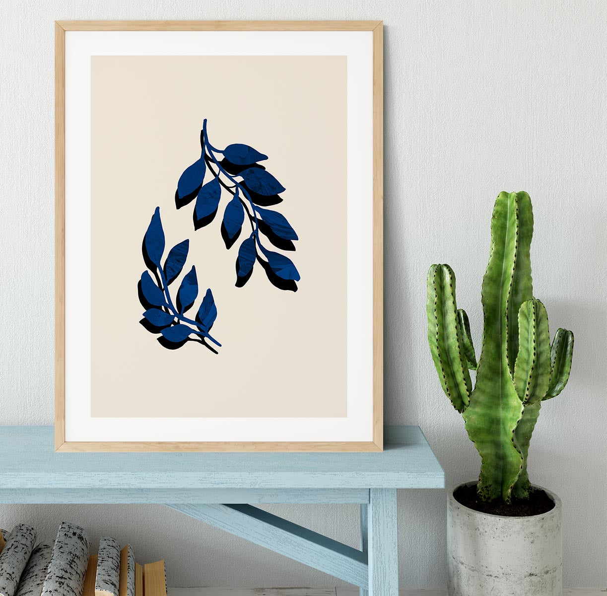 Blue Twig Brush Framed Print - Canvas Art Rocks - 3