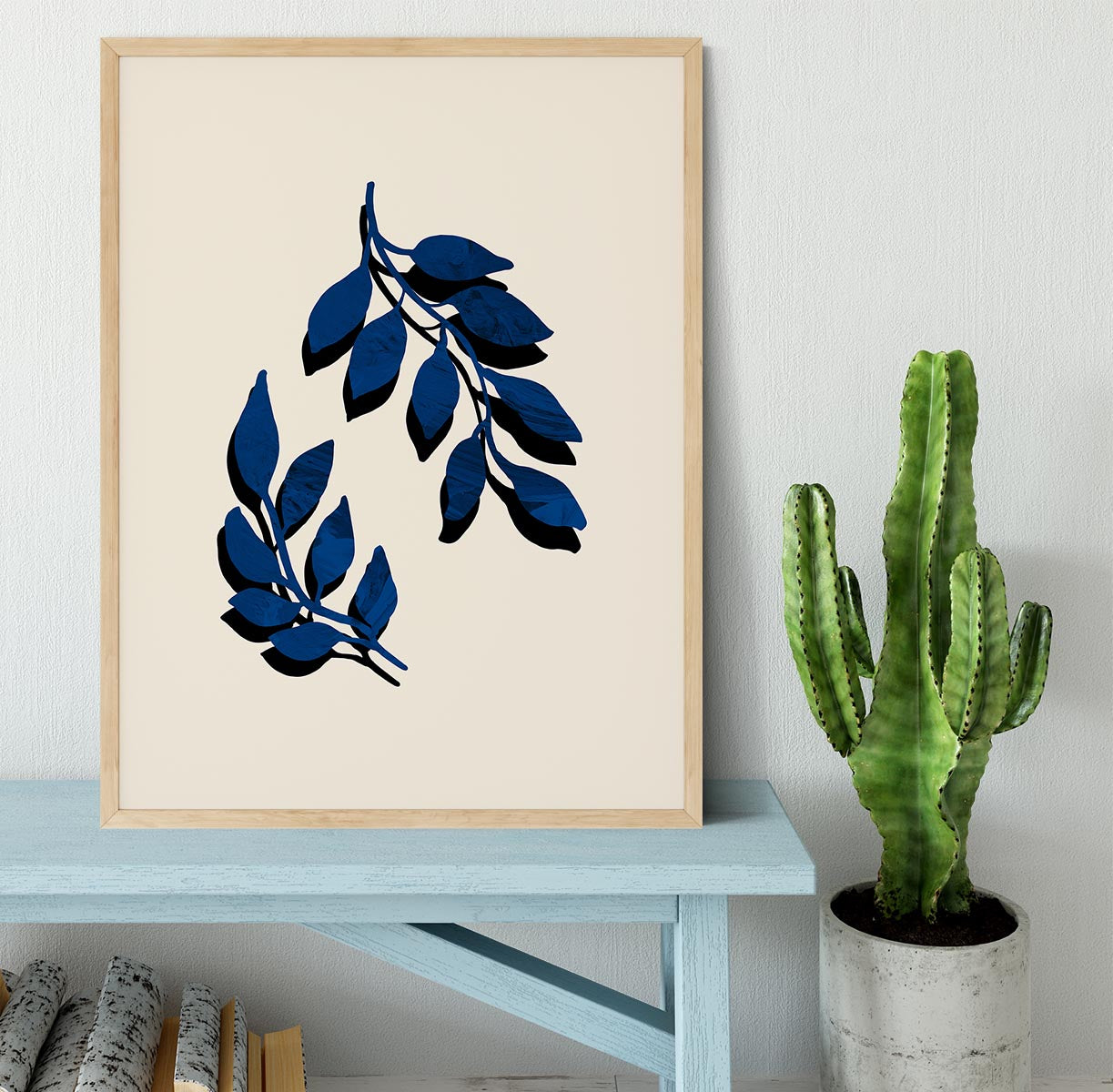 Blue Twig Brush Framed Print - Canvas Art Rocks - 4