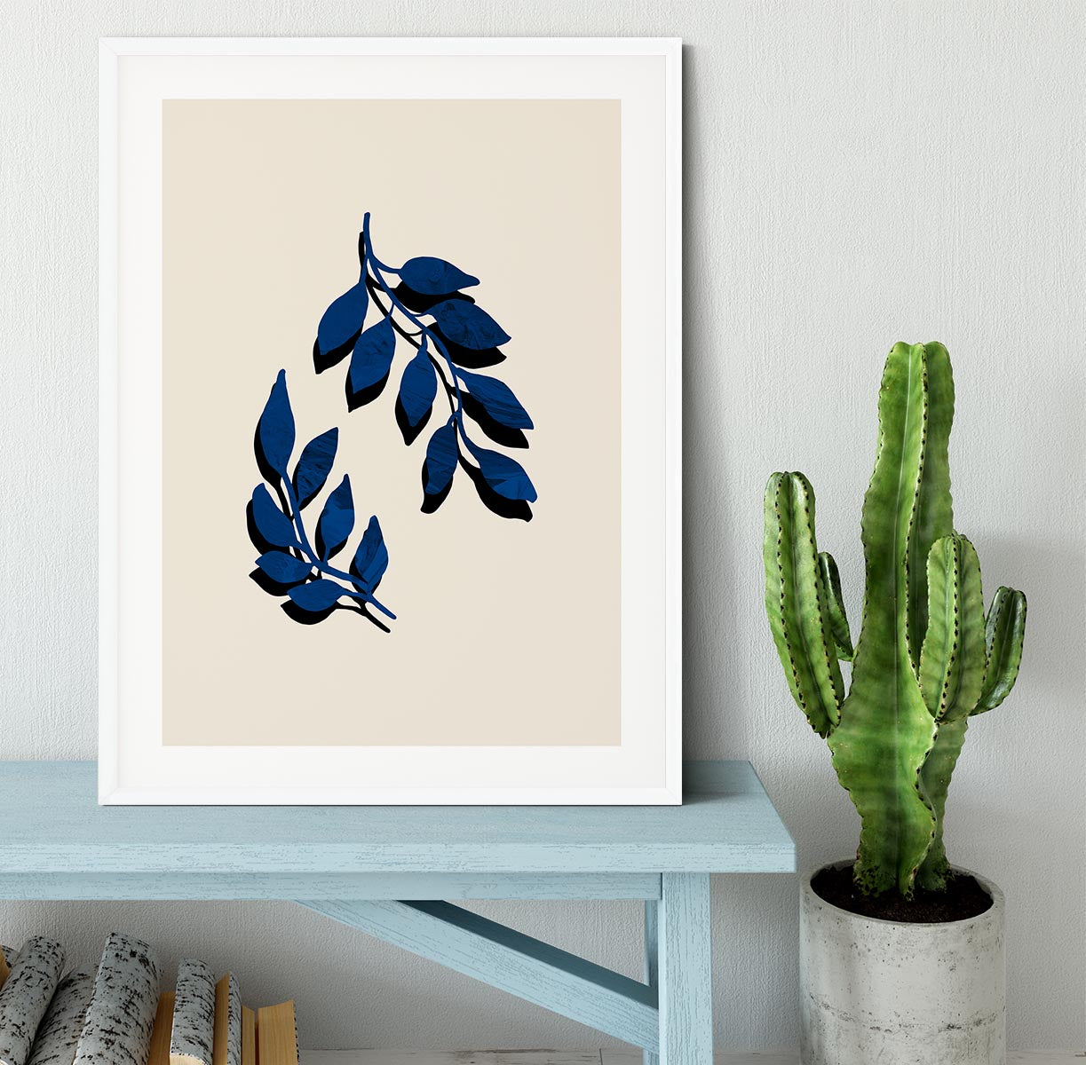 Blue Twig Brush Framed Print - Canvas Art Rocks - 5