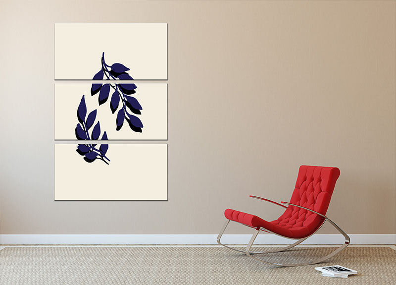 Blue Twigs 3 Split Panel Canvas Print - Canvas Art Rocks - 2