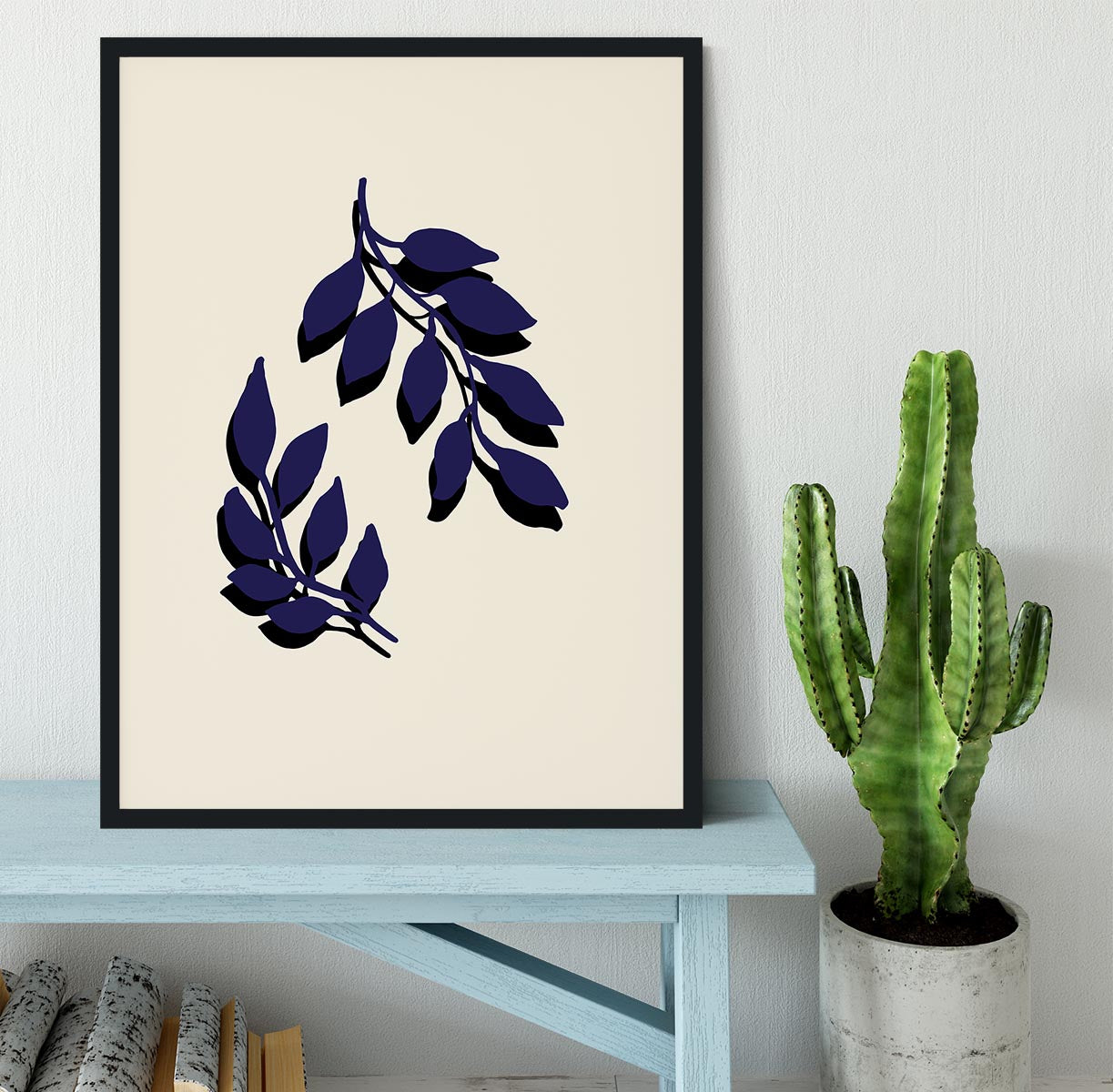 Blue Twigs Framed Print - Canvas Art Rocks - 2