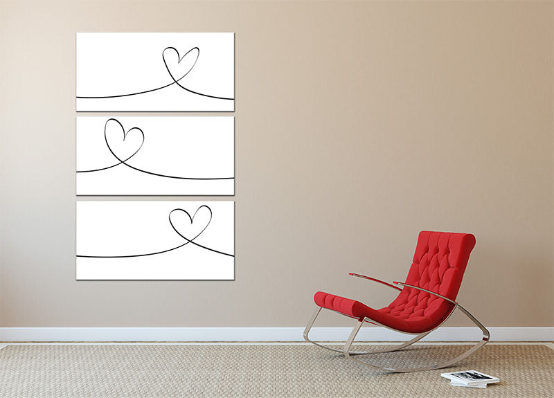 One Line 02 3 Split Panel Canvas Print - Canvas Art Rocks - 2