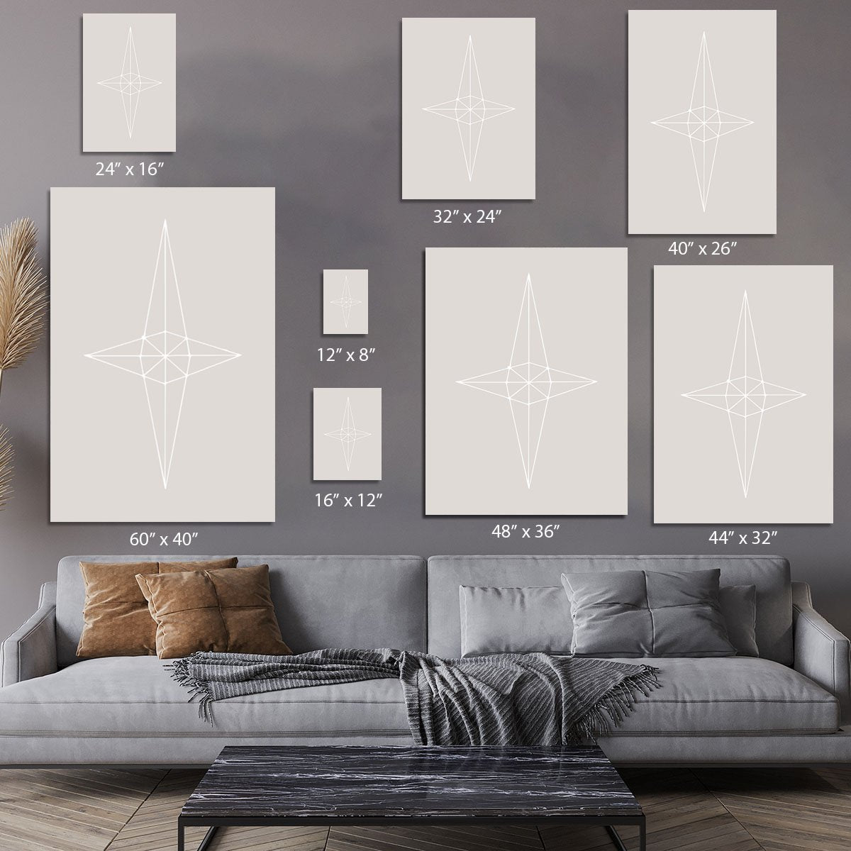 Grid Star Grey Canvas Print or Poster - Canvas Art Rocks - 7