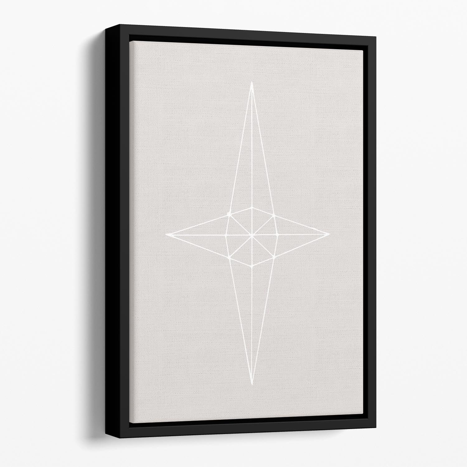 Grid Star Grey Floating Framed Canvas - Canvas Art Rocks - 1