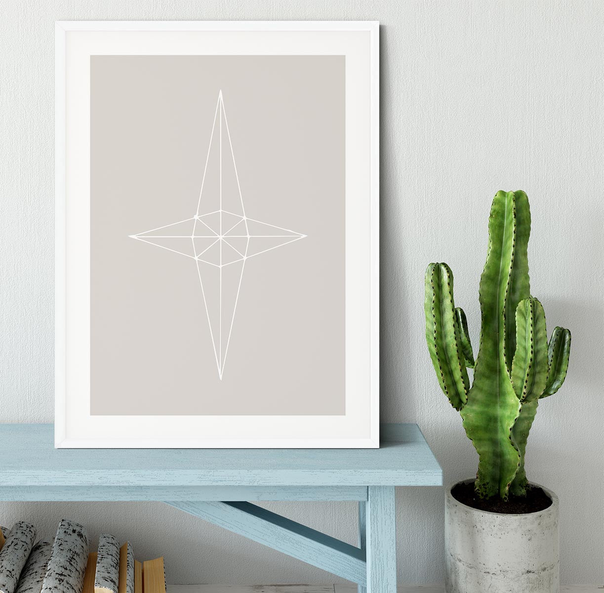 Grid Star Grey Framed Print - Canvas Art Rocks - 5