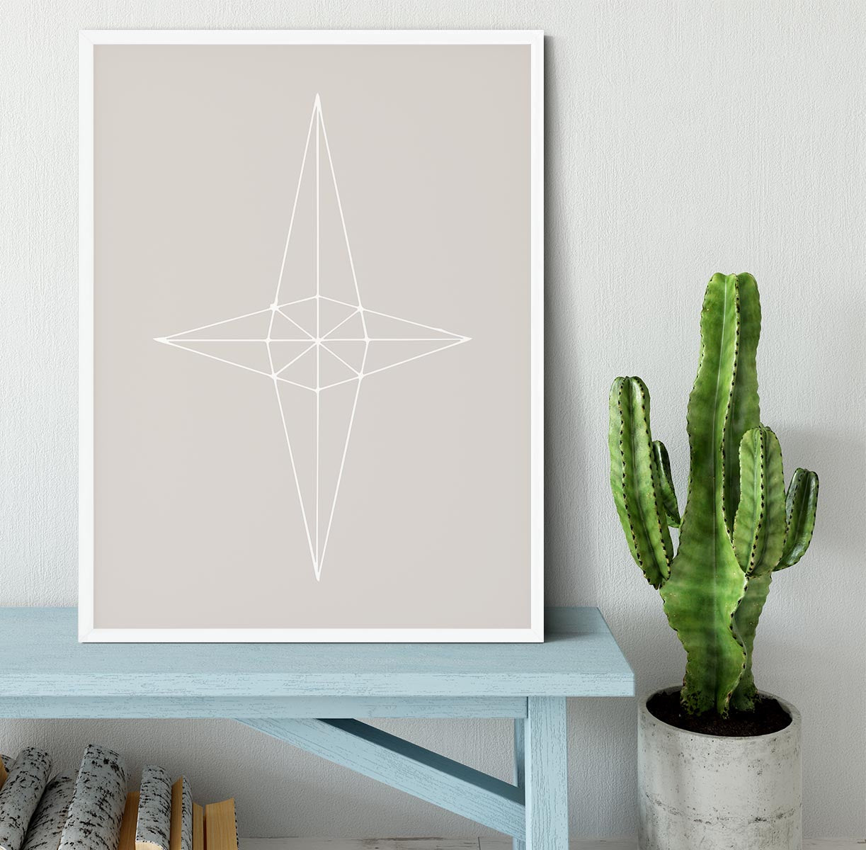 Grid Star Grey Framed Print - Canvas Art Rocks -6