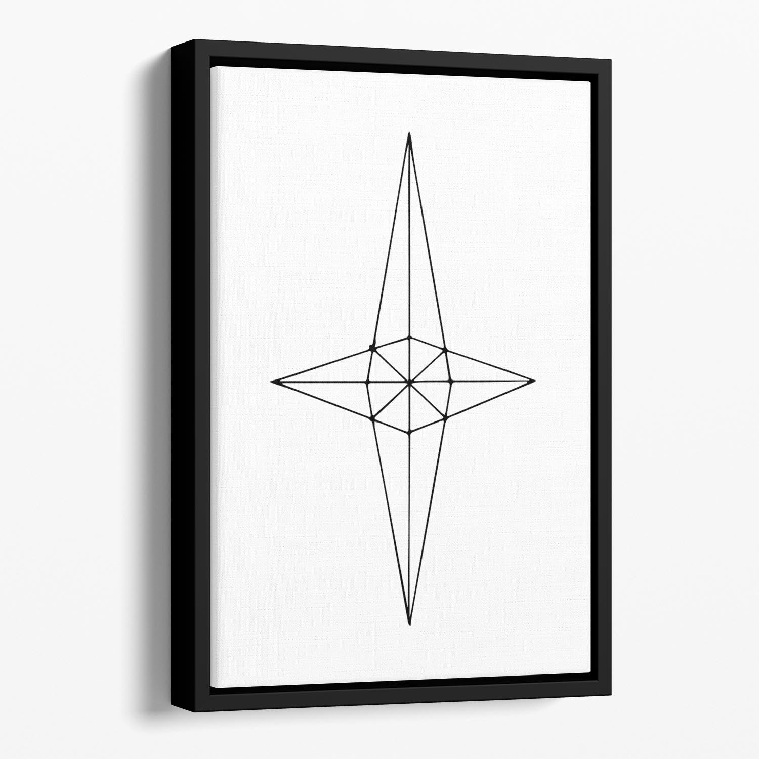 Grid Star White Floating Framed Canvas - Canvas Art Rocks - 1