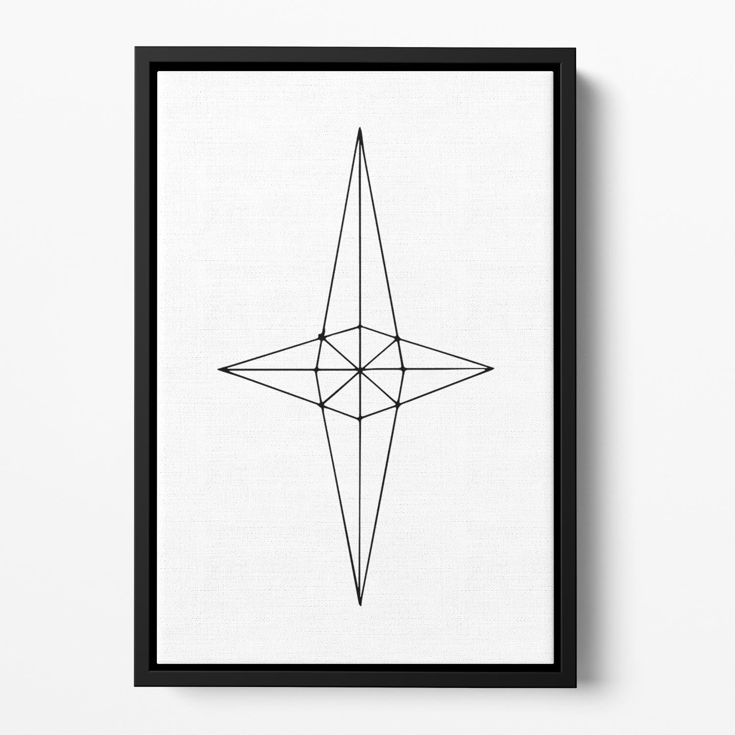 Grid Star White Floating Framed Canvas - Canvas Art Rocks - 2