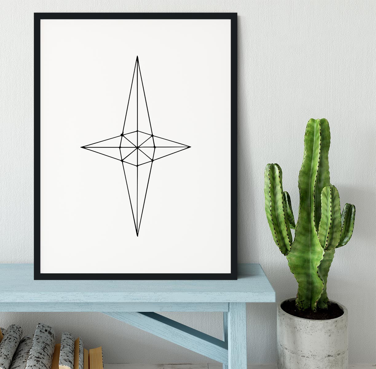 Grid Star White Framed Print - Canvas Art Rocks - 1