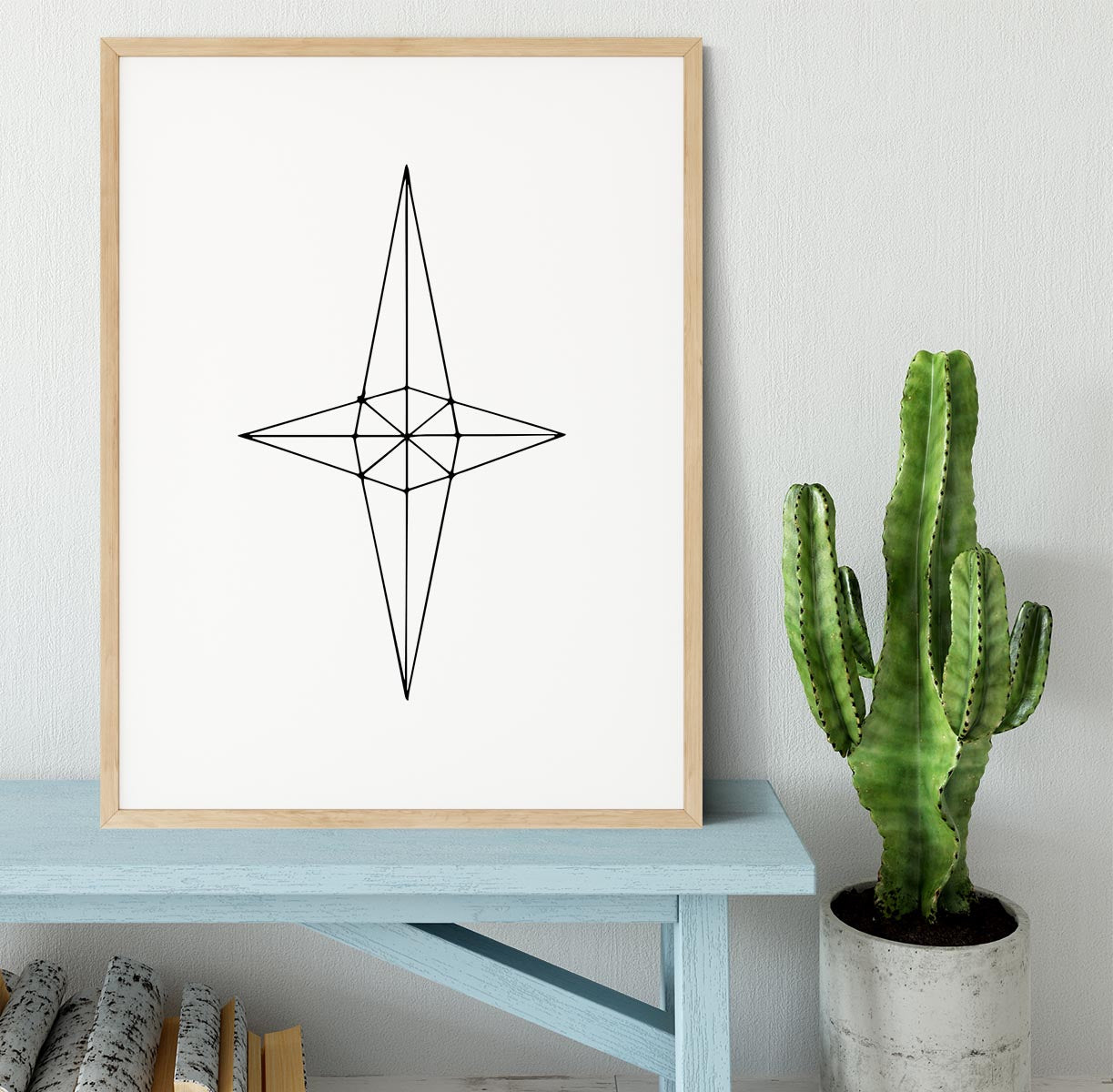 Grid Star White Framed Print - Canvas Art Rocks - 3