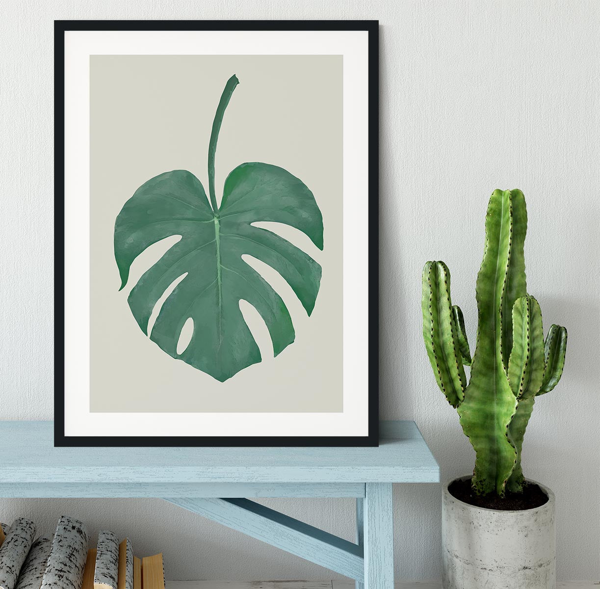 Monstera Aqua 05 Framed Print - Canvas Art Rocks - 1