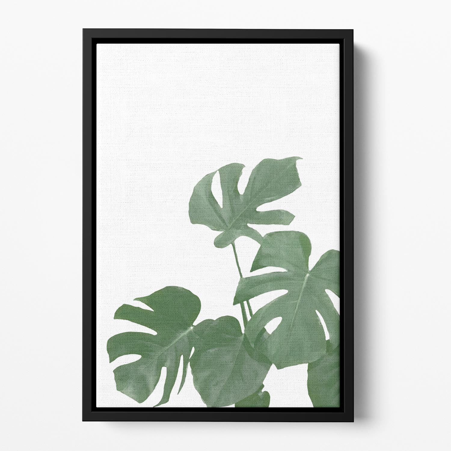 Monstera Aqua 04 Floating Framed Canvas - Canvas Art Rocks - 2