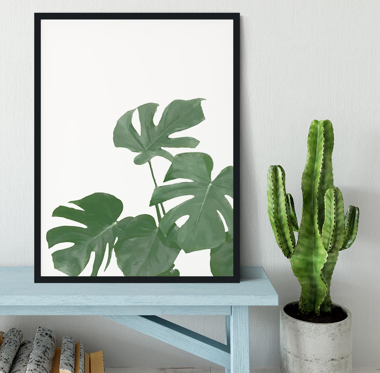 Monstera Aqua 04 Framed Print - Canvas Art Rocks - 2