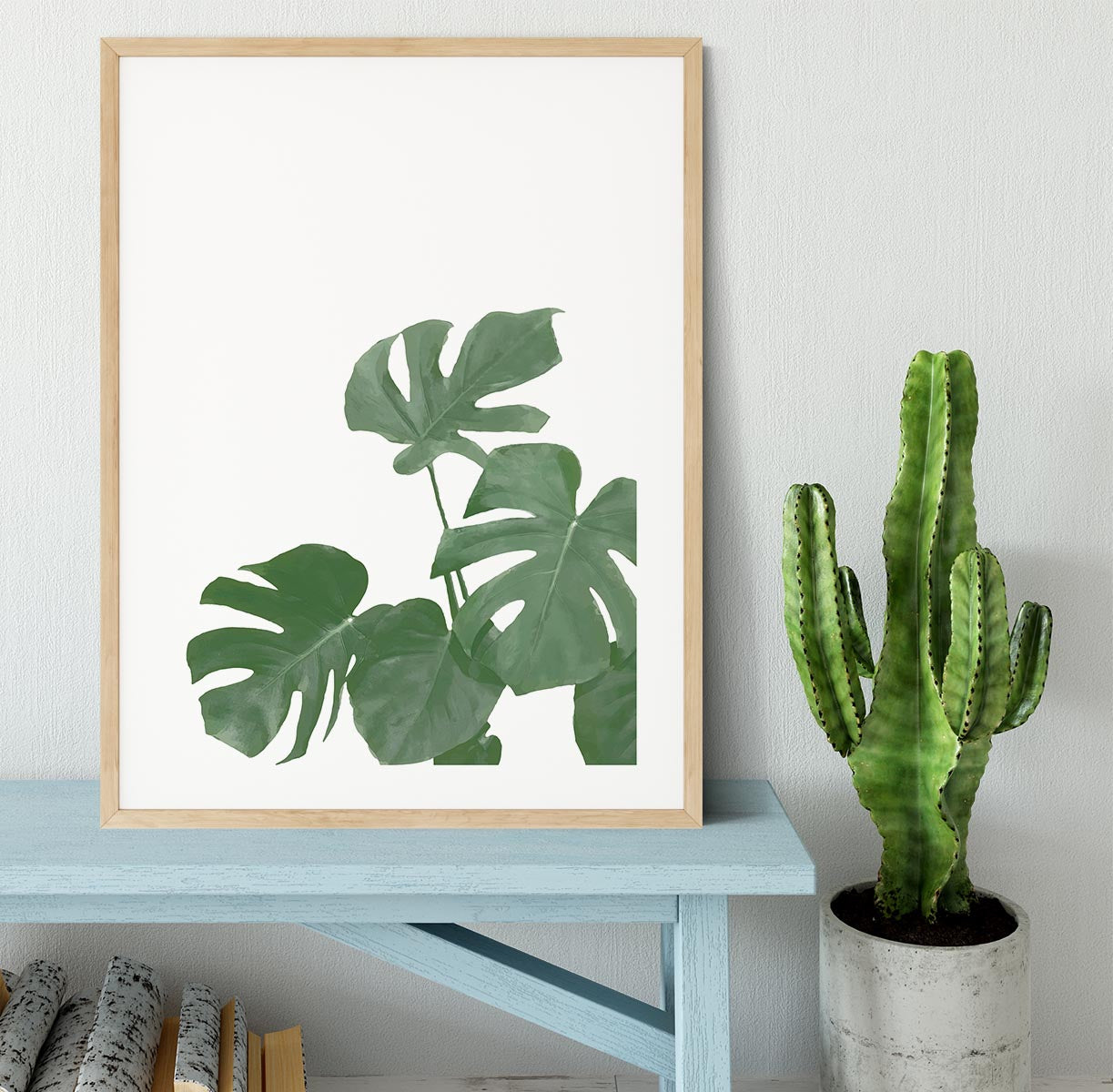 Monstera Aqua 04 Framed Print - Canvas Art Rocks - 3