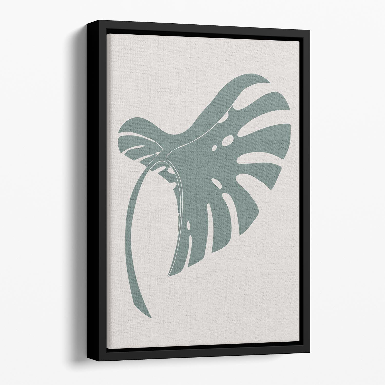 Monstera Bent Green Floating Framed Canvas - Canvas Art Rocks - 1