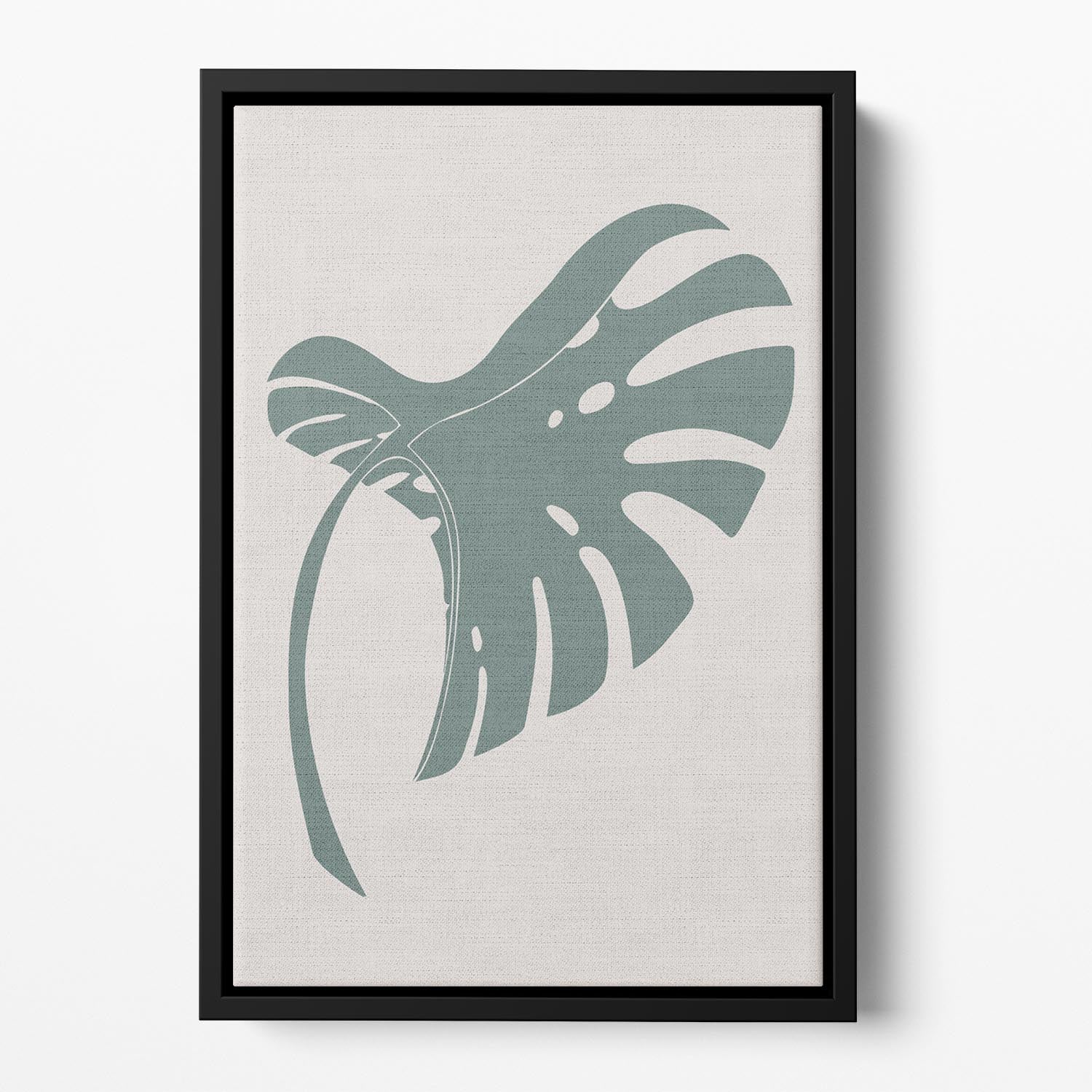 Monstera Bent Green Floating Framed Canvas - Canvas Art Rocks - 2